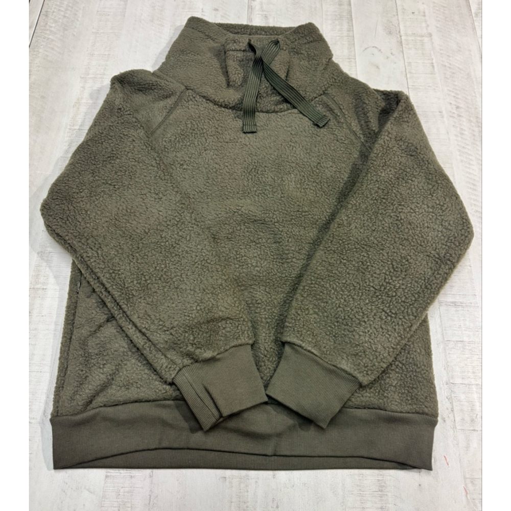 Martha stewart pullover curly turtleneck fleece sweater hidden side pockets